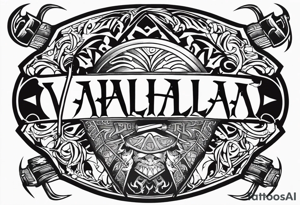 Valhalla berserker round shield axe tattoo idea
