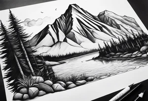Mountain, beach, ocean tattoo idea