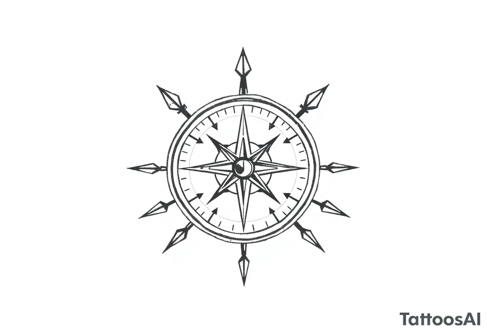 Compass with arrows tattoo idea