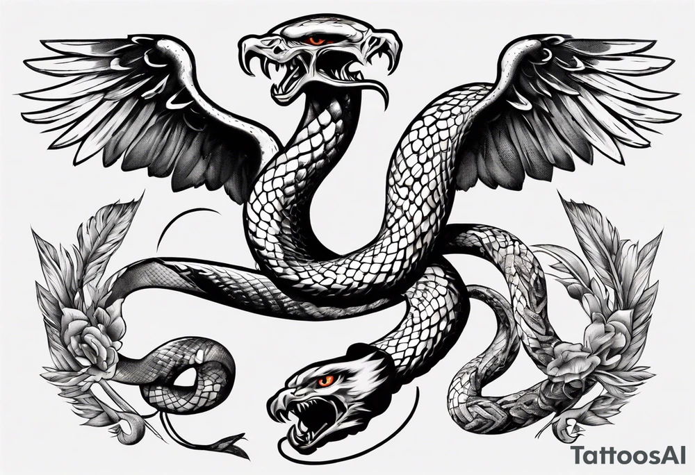 The snake is fighting with an eagle tattoo idea