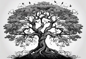 oak tree with phoenix tattoo idea
