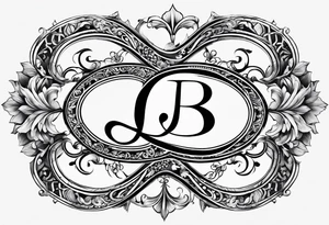 Infinity symbol with a capital letter B in the center, a capital letter J in the left side, and a capital letter J in the right side tattoo idea
