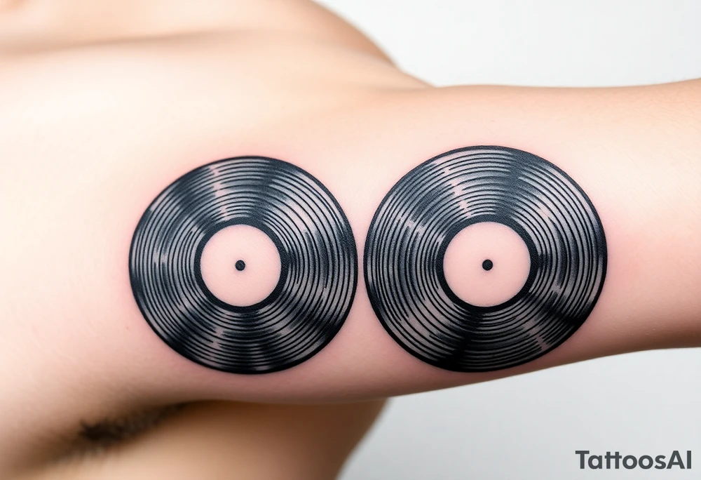 two vinyl records side by side expressing love for music tattoo idea