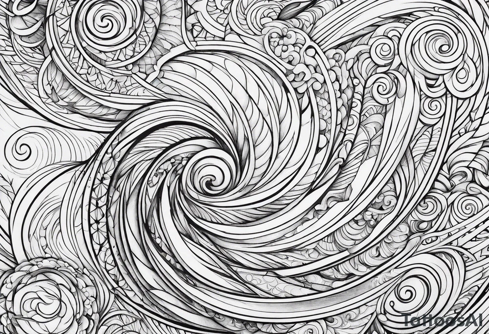 Swirls and whirls from fingers to elbow half sleeve tattoo idea