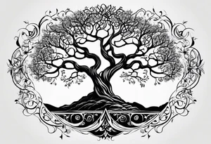 Nordic tree of life made of two trees twisting together tattoo idea