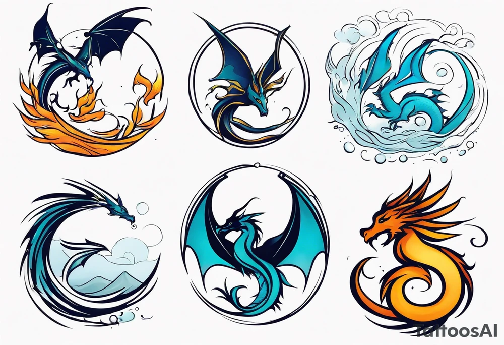 dragon, strength, pisces, water, phoenix, small, nuanced, positive tattoo idea