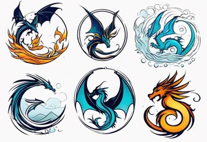 dragon, strength, pisces, water, phoenix, small, nuanced, positive tattoo idea