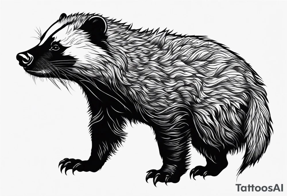 honey badger hanging from front paws tattoo idea