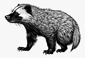 honey badger hanging from front paws tattoo idea