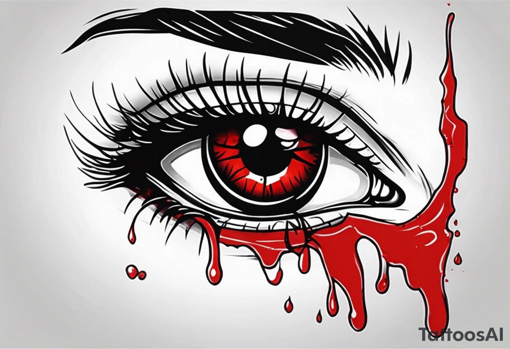 Bloody tear flow from eye sleeve tattoo tattoo idea