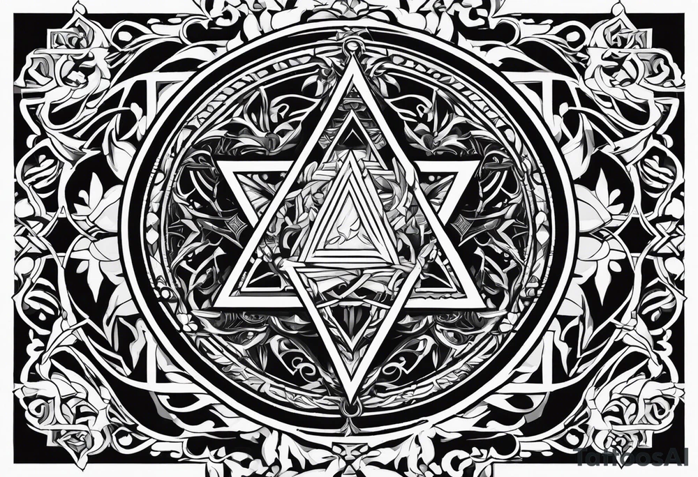 Its a pagan charm of the tetragrammaton to represent powerful the connection God is to Rebecca Sierra as a chosen one designed by God himself with female flair and simple and bold to be recognized as warning to all evil tattoo idea