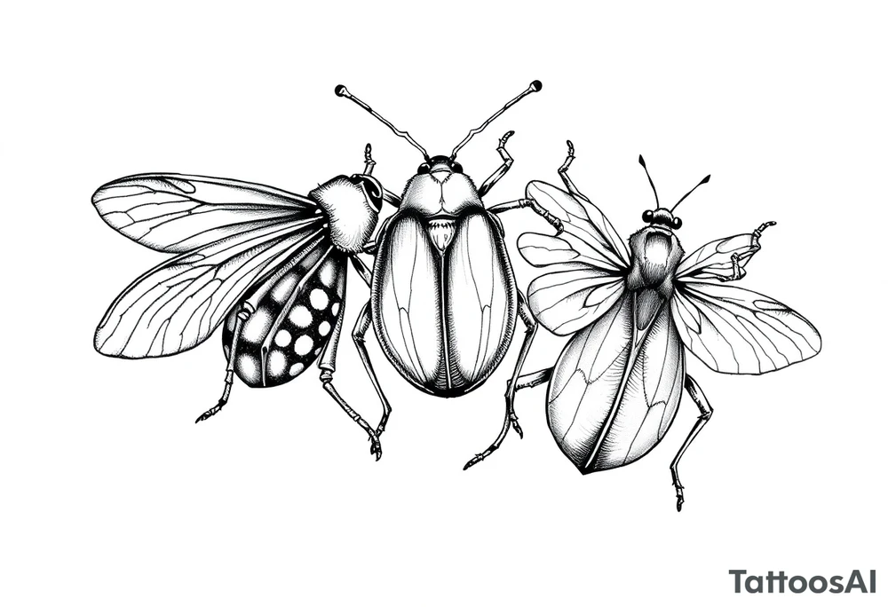 Cute bugs tattoo idea