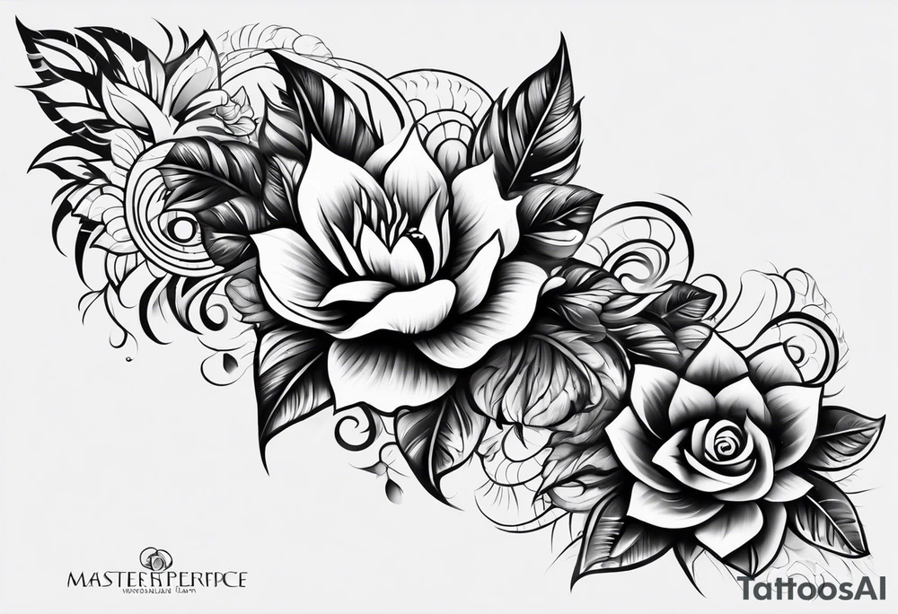 Fijian teeth and flower forearm tattoo idea