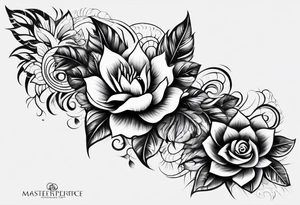 Fijian teeth and flower forearm tattoo idea