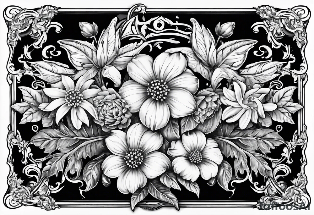 captain’s bar with edelweiss flower accents tattoo idea