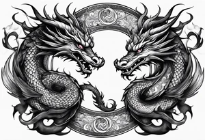 Ying yang dragons in a fighting eachother , with full bodies tattoo idea