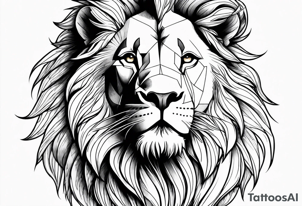 powerful majestic lion, close-up tattoo idea