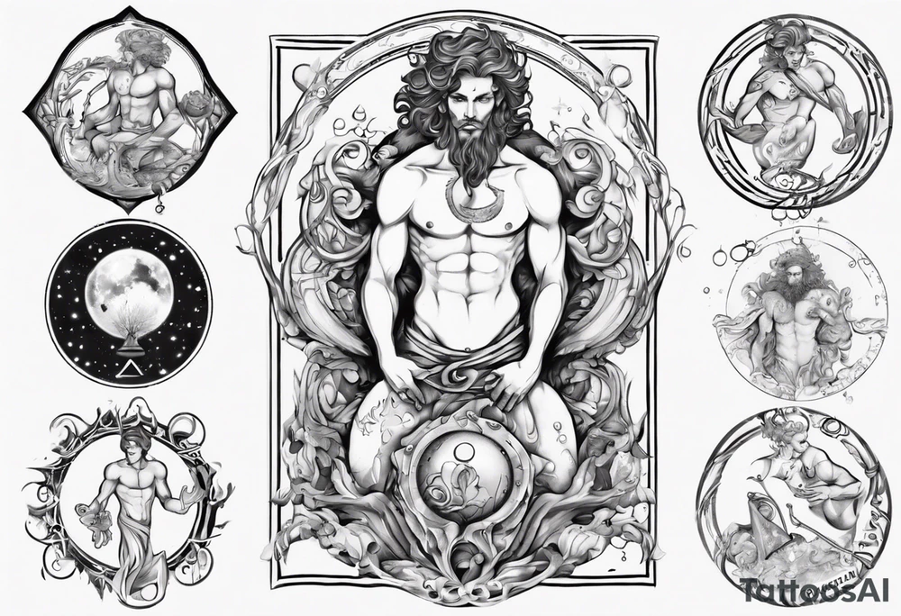 The Zodiac sign Aquarius in Human male form . tattoo idea
