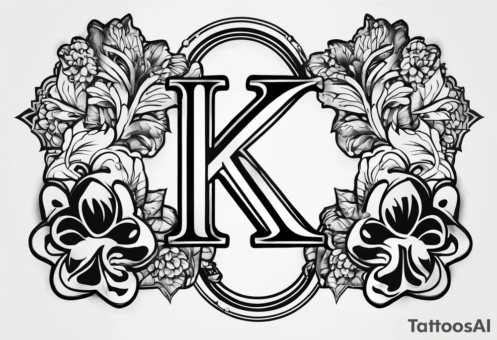 A dog paw with the letters K, F, K, A in each dog paw tattoo idea