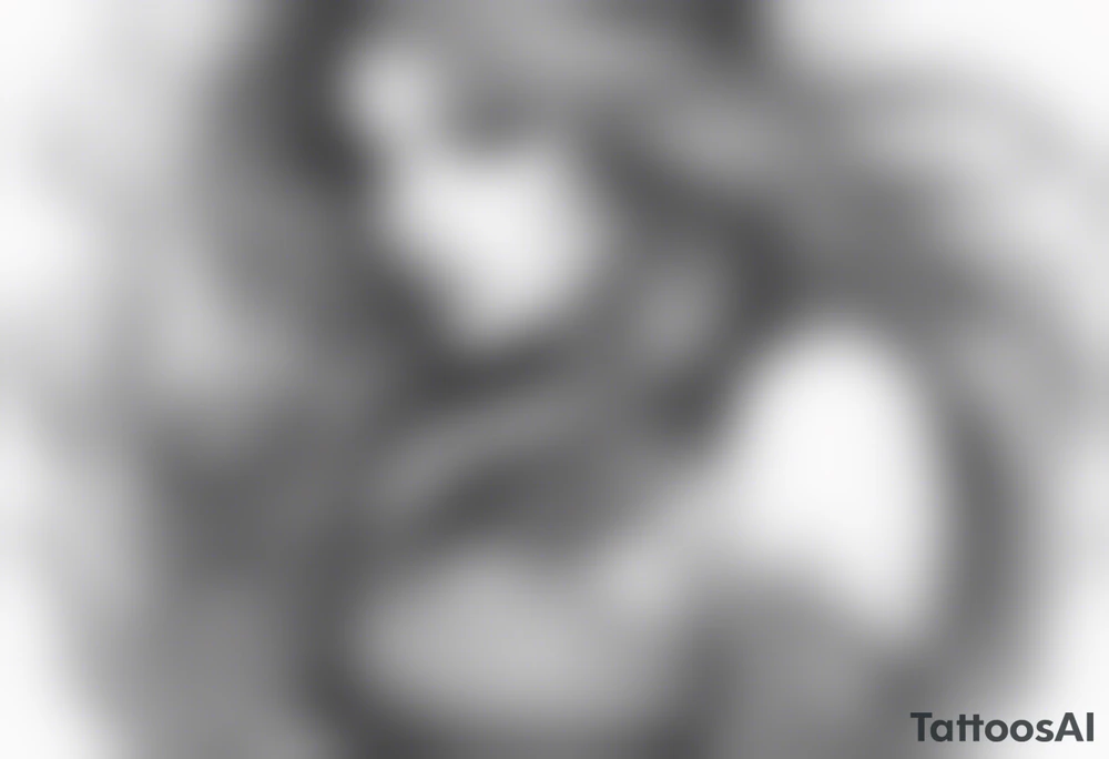 mystical sultery
 mermaid with long 
flowing tail and hair, tattoo sleeve tattoo idea