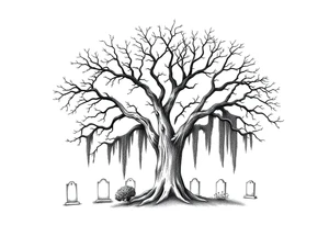 Laurel oak with Spanish moss in a cemetery tattoo idea