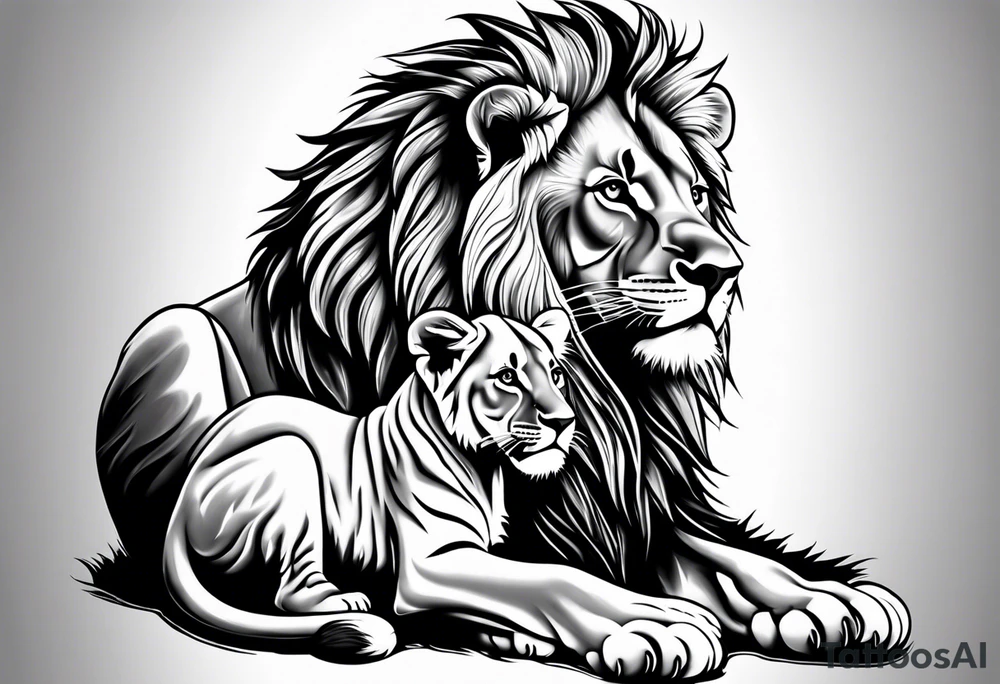 lion and cub tattoo idea