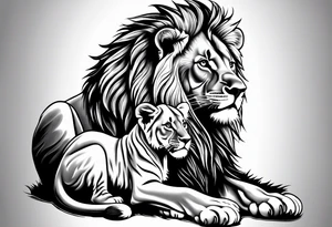 lion and cub tattoo idea