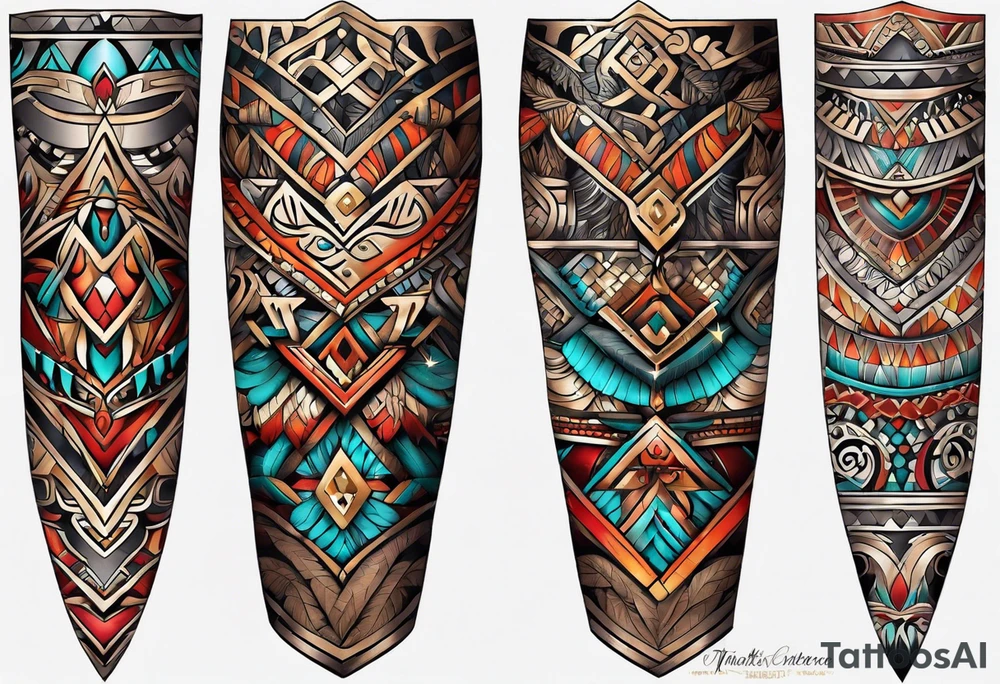 indian tribal leg sleeve tattoo idea