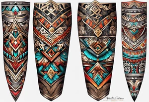 indian tribal leg sleeve tattoo idea