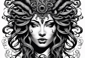 Black medusa with dreadlocks tattoo idea