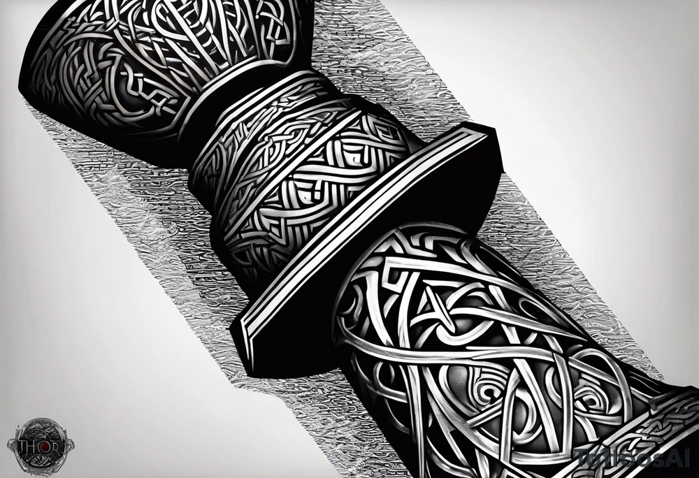 thor's hammer mjolnir knotwork tattoo idea