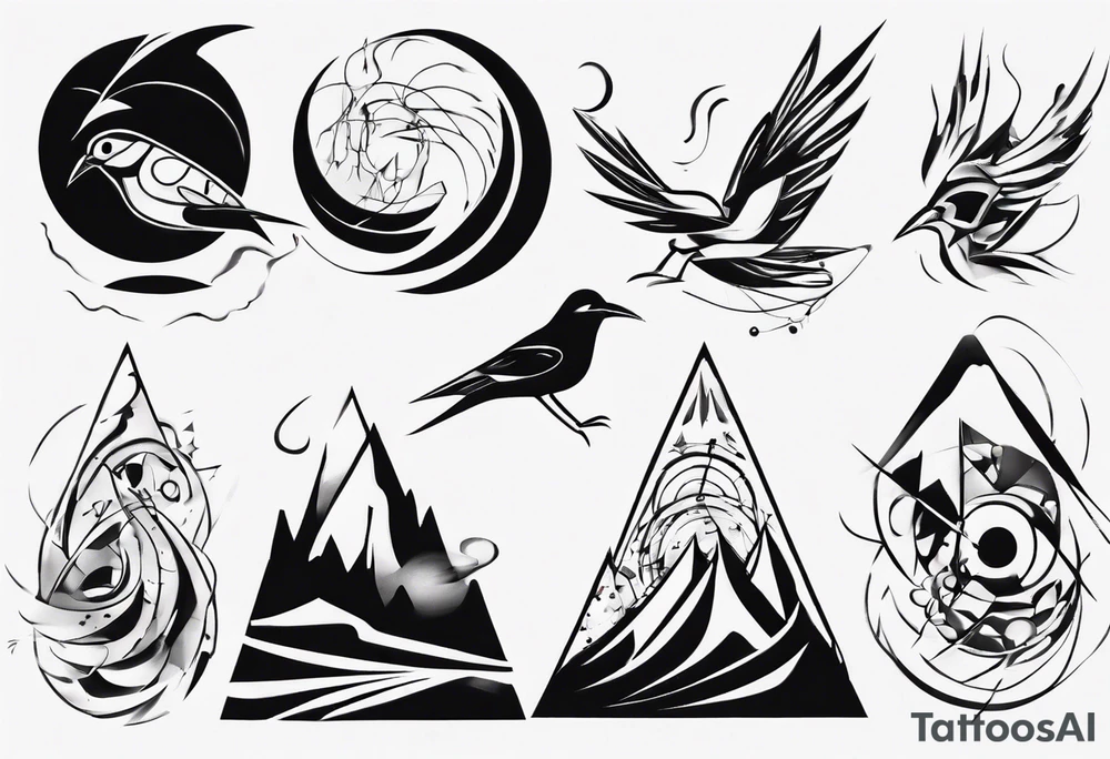 mountains birds tattoo idea