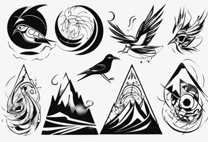 mountains birds tattoo idea