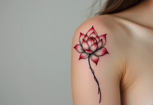 Crimson and white lotus flower, representing purity rising from suffering. tattoo idea