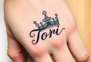 Name Tori with big crown tattoo idea