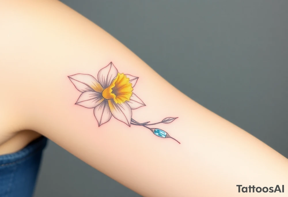 daffodil and the jonquil aquamarine stone tattoo idea