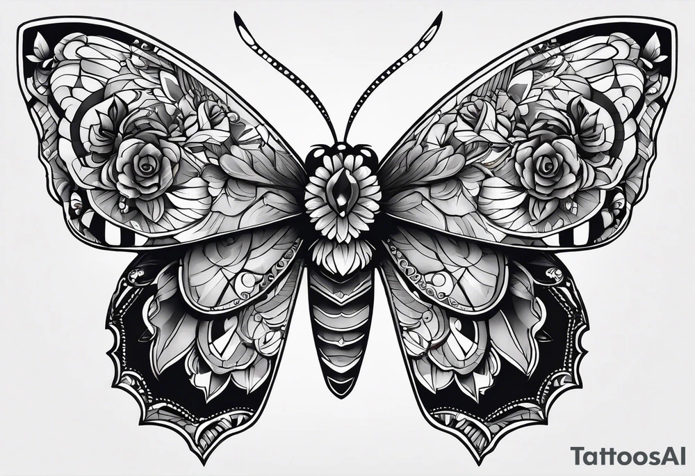 Modern Mexican Moth tattoo idea