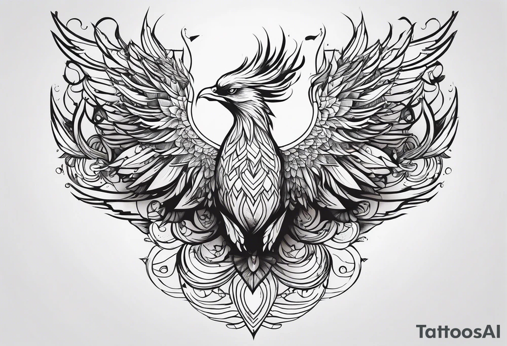 Woman rising into the phoenix tattoo idea
