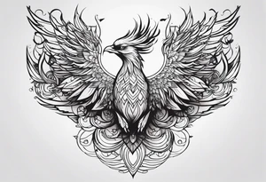 Woman rising into the phoenix tattoo idea