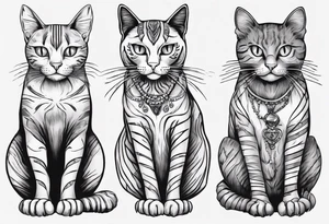 Maine coon cat with stripes and a grey cat with extra toes tattoo idea