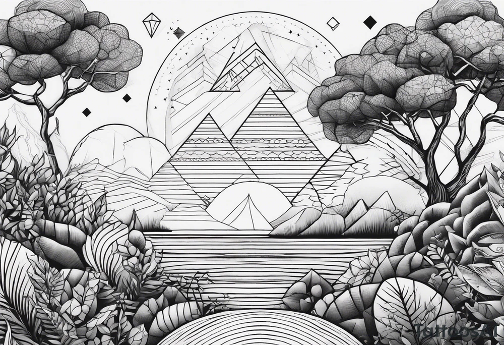 tattoo fine line, contendo árvore da vida, símbolos geométricos, textos em latim sobre força e coragem, DNA,  no ante braço masculino tattoo idea