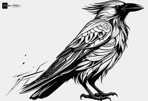 simple crow tattoo line artwork tattoo idea
