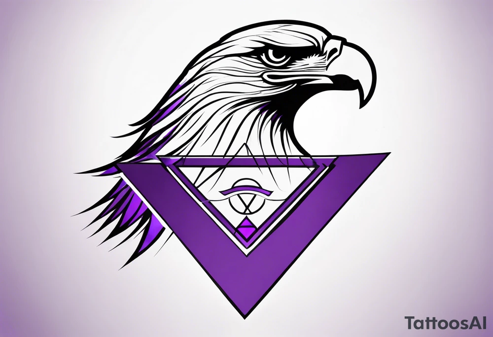 the outline of an eagle over a purple triangle tattoo idea