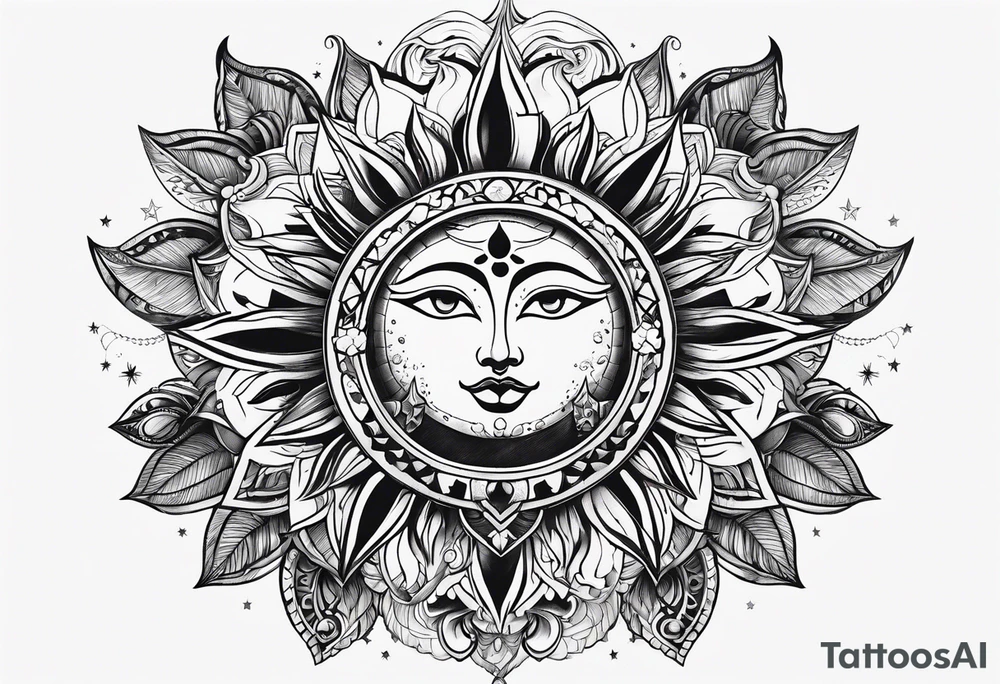 Sun and moon tattoo idea