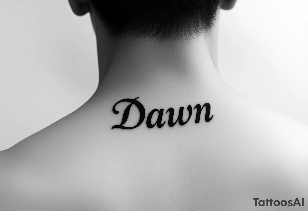Crown name Dawn on side of neck tattoo idea