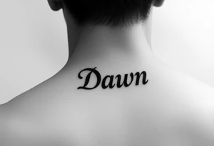 Crown name Dawn on side of neck tattoo idea