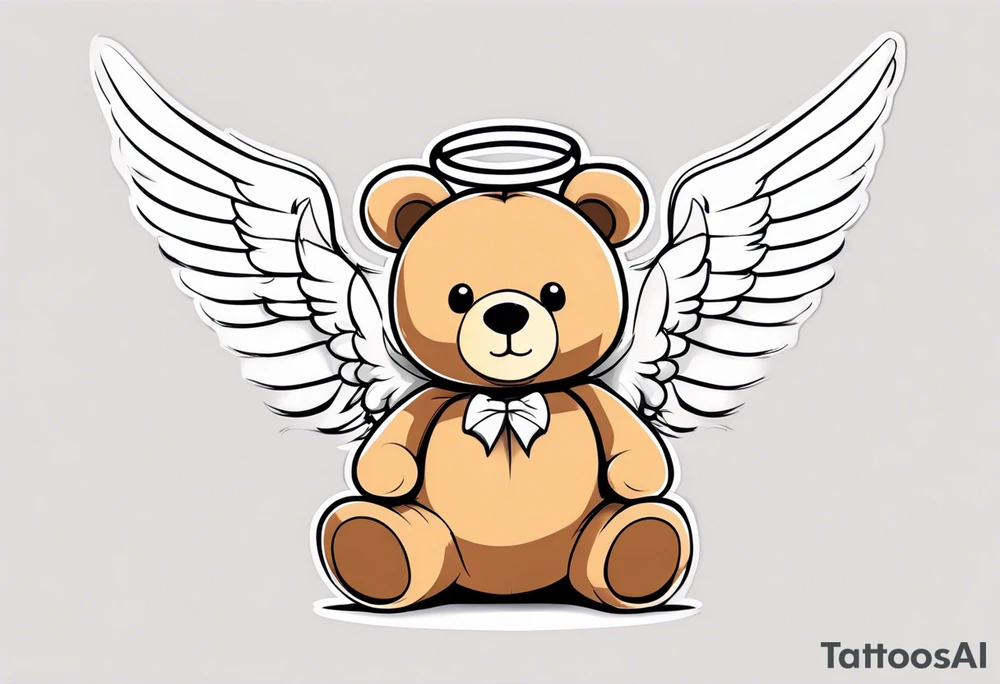 Teddy bear with angel wings tattoo idea