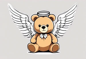 Teddy bear with angel wings tattoo idea