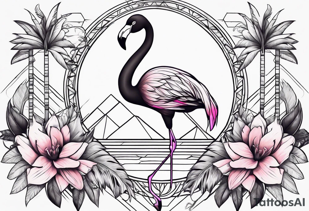 cute flamingo tattoo idea
