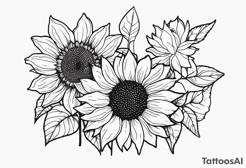 Sunflower, friendship, growth, strawberry wine, delicate, wildflowers tattoo idea